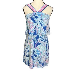 Lilly Pulitzer Shay Dress Bay Blue Into The Deep Size XS Vacation